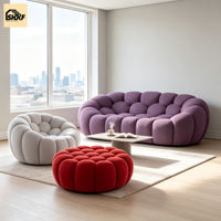 Ensemble de canapés en forme de bulle personnalisé, tissu bouclé OKF, fauteuil rond, ottoman, combinaison pour salon, appartement, hôtel, villa