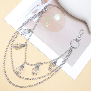 Colgante de mano de esqueleto, cadena de cintura de metal multicapa, accesorio de moda hip hop para Halloween - Product Image 3
