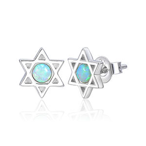 Orecchini in Opale Bianco Pesca Soda Crescent Curved Cantata Verde Pino Rosa Gemini - Product Image 1