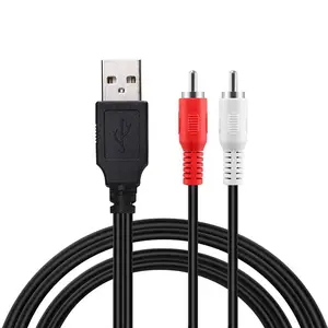 USB 2.0 الذكور إلى 2 RCA الذكور فيديو AV A/V محول كاميرا الصوت بطاقة التقاط الصوت والفيديو كابل مهايئ مجزأ للتلفزيون/ماك/PC