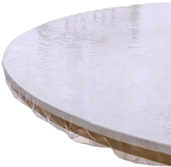 Klare runde Tischdecke aus Vinyl Wasserdichtes Wachstuch Hochleistungs-Tischdecke aus elastischem Kunststoff mit elastischer Kante