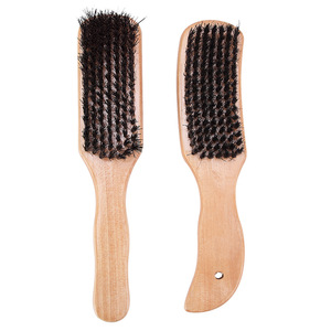 Brosse à barbe en bois massif avec poils en nylon doux, manche droit et courbé pour l'entretien de la barbe - Product Image 1