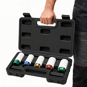 Professionele <span class=keywords><strong>5</strong></span>-delige industriële steeksleutelset, kleurrijk, heavy-duty, 1/2 inch, metrisch, diepe dop - Product Image 2