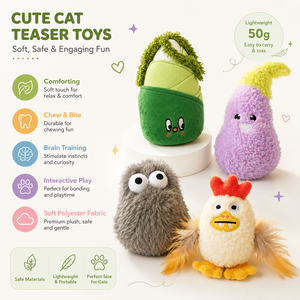 Jouet pour chat robuste <span class=keywords><strong>en</strong></span> forme de mascotte de dessin animé, haute densité, résistant aux morsures, vocalisant, pour la stimulation mentale et le soulagement de l'ennui - Product Image 4