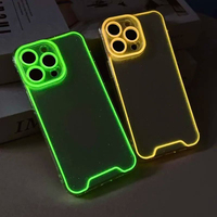 Coque transparente pour téléphone portable lumineuse, avec lumière nocturne, pour iPhone 16 15 13 12 14 11 Pro Max Plus, en silicone transparent et lumineux