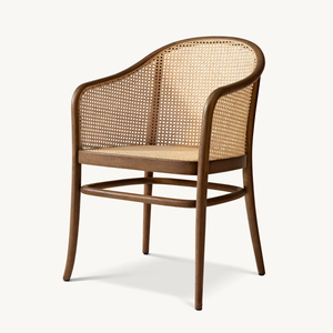 Sassanid OEM Café europeo Iconic Silla de madera curvada Comedor americano July Cane Barrel Comedor Sillón - Product Image 3
