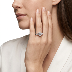 For Women Promise 925 Sterling Silver <b>Rhodium</b>/Gold Plated Engagement Wedding Classic Oval Three-Life Stone Zircon <b>Ring</b> - Product Image 3