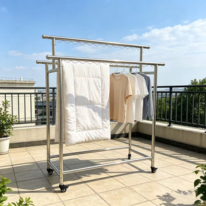 Séchoir à linge moderne en acier inoxydable, pliable et télescopique, durable - Product Image 2