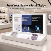 Support d'affichage pour écouteurs TWS avec rétroéclairage LED blanc personnalisé, vitrine en acrylique avec panneau publicitaire lumineux