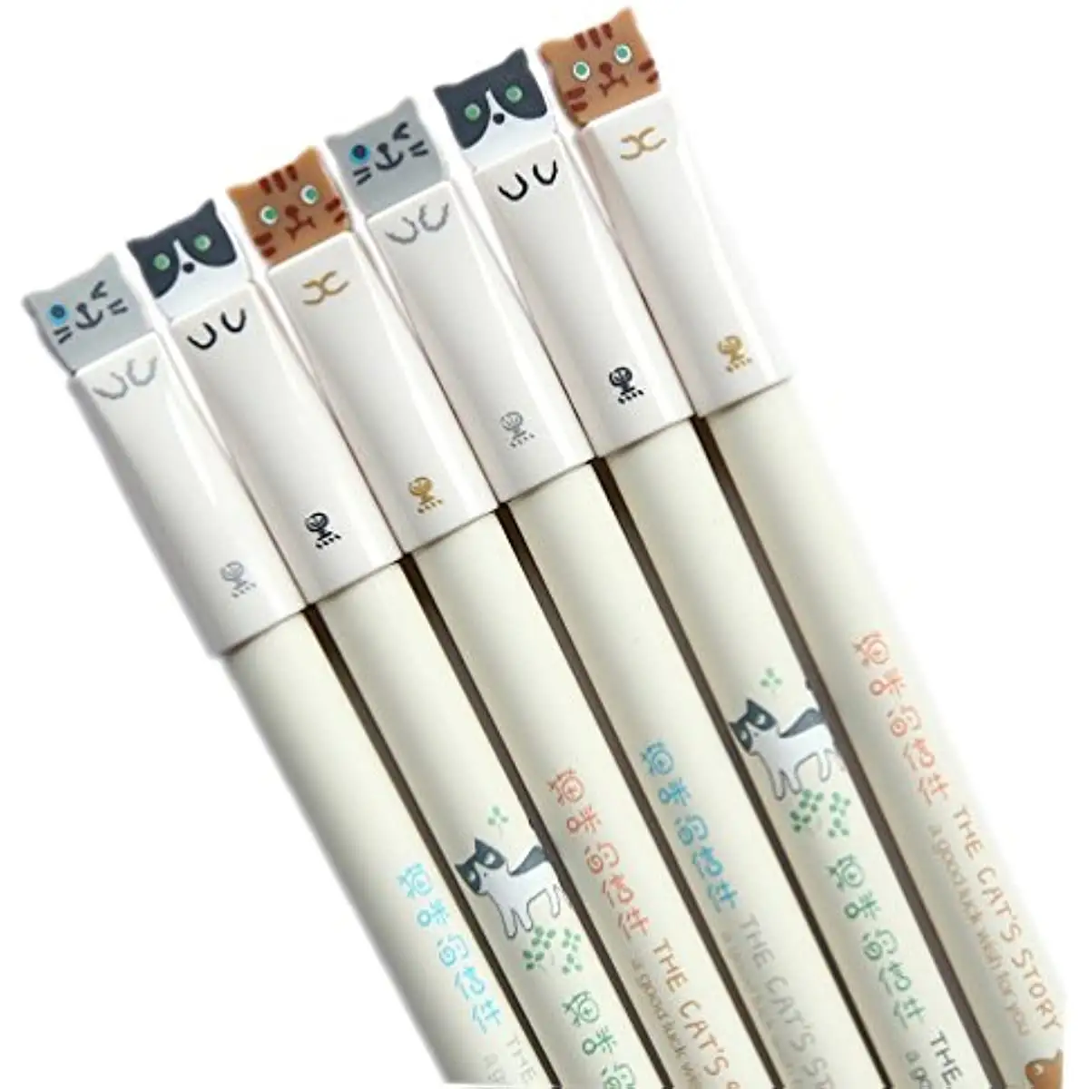 Colorful Cats Design 0.38mm Gel Pens 6 pcs a set Black Ink Pen kawaii pen student stationery school supplies