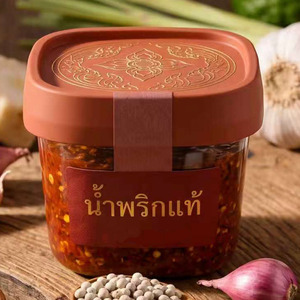 พริกน้ำพริกไทย นัมชิมไก ซีริราชา ซอสซัมบัล บรรจุขวดพลาสติกทรงเหลี่ยม 125 มล. ฝาสีแดง ดีไซน์หรูหรา สำหรับเก็บอาหาร - Product Image 1