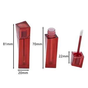 Rot leer Lip gloss Sonderform transparent außen Lip gloss Tube kosmetische maßge schneiderte Lip gloss Tuben für den Großhandel