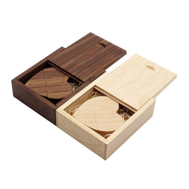 Wooden Box With Logo Custom Heart Shape Usb Flash Drive Wedding Gift Box Wood Pendrive 8gb 16gb 32 Gb 64gb
