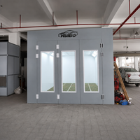 Cabina de Pintura RuiBo para Autos, Color Gris Medio, Interior Blanco, con Rejilla para el Piso, Instalada en Taller