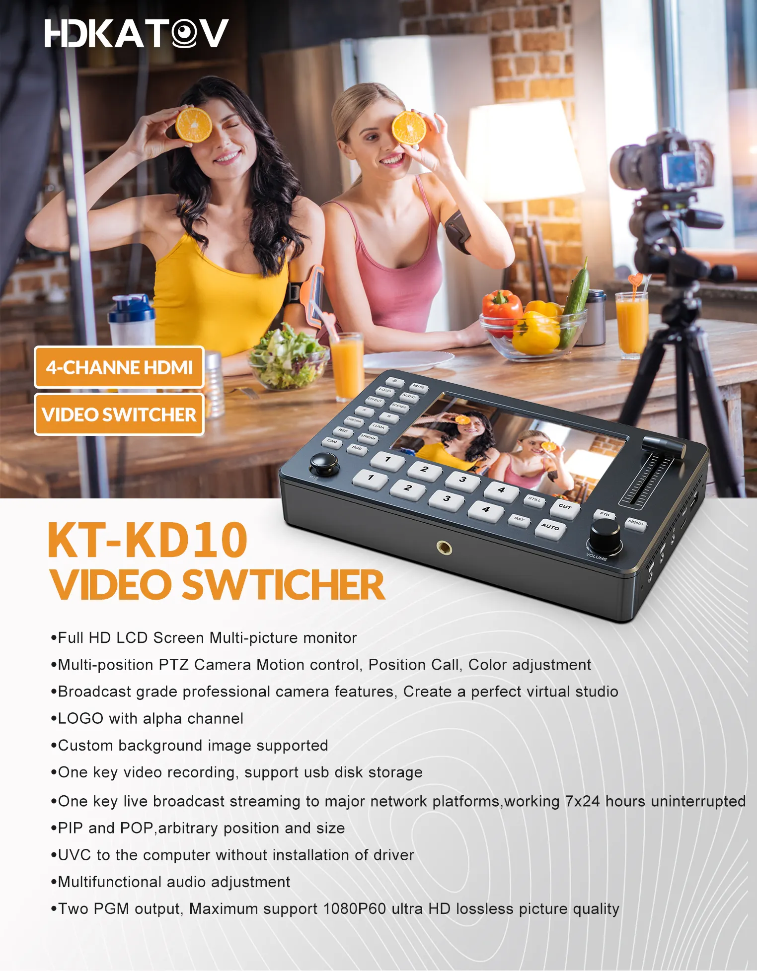 Blackmagic Full HD Màn Hình LCD Đa Hình Ảnh Màn Hình Atem HDMI Dòng Sống Mixer Video Switcher