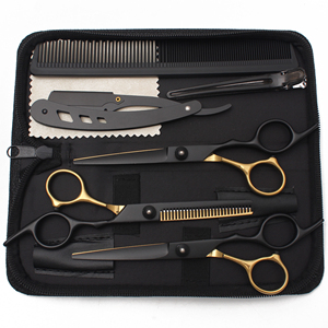 Tijeras de <span class=keywords><strong>Peluquería</strong></span> Japonesas de Acero Inoxidable, Tijeras Profesionales Negras para Cortar el Cabello, Tijeras de Entresacar con Bolsa Incluida C1001 - Product Image 4