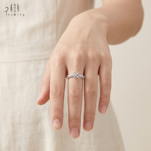 Anillo de compromiso de oro blanco macizo de 18 quilates de alta calidad, estilo romántico, con diamantes naturales sin piedra principal, semimontura, para mujer. - Product Image 6