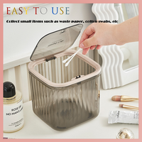 Poubelle en plastique portable Mini poubelle de bureau Organisateur de bureau transparent avec couvercle