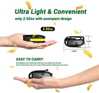 Lampe frontale à LED rechargeable avec 10 modes d'éclairage, 3 faisceaux lumineux, détecteur de mouvement et clip pour le travail minier