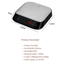 ABS 쉘 에스프레소 모드 1g 정확도 3kg 범위 자동 수동 모드 3A 배터리 커피 스케일 - Product Image 2