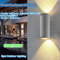 Applique murale décorative moderne à double tête LED COB étanche IP66, 10W, en alliage d'aluminium cylindrique et polycarbonate, longue portée, à économie d'énergie