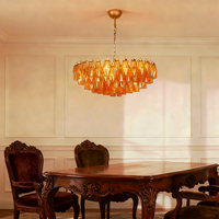 Lustre LED moderne en laiton et verre de Murano fumé, luminaire décoratif personnalisé pour salon, foyer, plafond suspendu, intensité variable, facile à installer