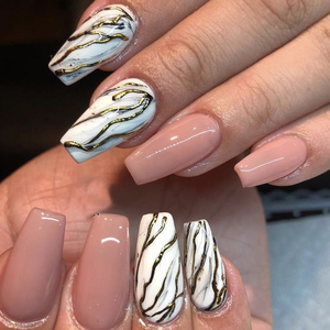 <span class=keywords><strong>Faux</strong></span> ongles à presser couleur nude naturel très vendus, motif marbré marron, <span class=keywords><strong>faux</strong></span> ongles artificiels <span class=keywords><strong>super</strong></span> longs, brillants, pointes à motifs, <span class=keywords><strong>faux</strong></span> ongles - Product Image 1