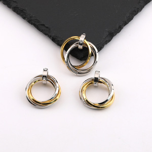 Pendentif géométrique en alliage à trois anneaux pour la fabrication de colliers, formes carrées et circulaires, composants de bijoux en métal plaqué - Product Image 4