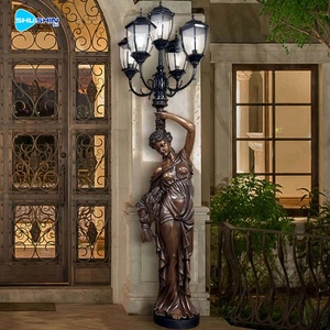 Lampe <span class=keywords><strong>de</strong></span> sol en bronze antique <span class=keywords><strong>de</strong></span> taille personnalisée en usine, sculpture <span class=keywords><strong>de</strong></span> femme grecque tenant une lampe, modèle <span class=keywords><strong>de</strong></span> fonte - Product Image 3