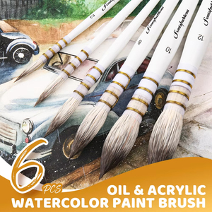 Kit de pinceaux à manche blanc en poils naturels pour artiste aquarelliste OEM pour artiste et débutant - Product Image 6
