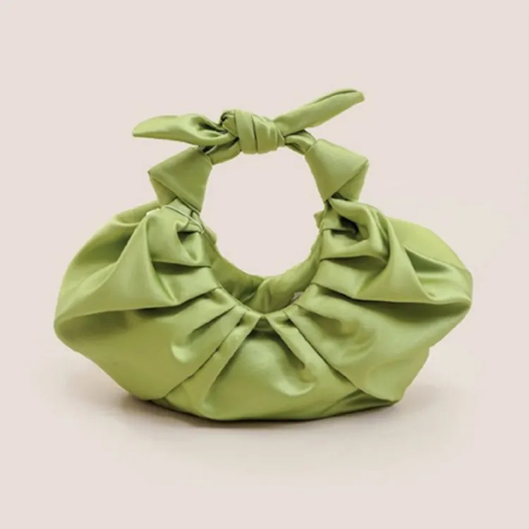 High quality silk drawstring handbag custom style silk bag 100% mulberry silk croissant bag for girls