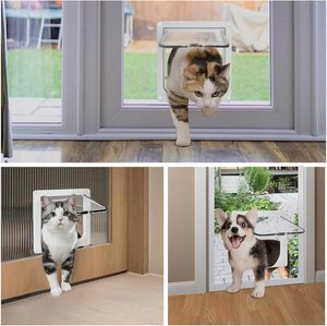 Ince köpek kapı pencereleri <span class=keywords><strong>Pet</strong></span> kapılar sürgülü kapı emniyet 4 yollu kilit hava katı çevre dostu plastik köpek Flap duvar (orta - Product Image 6