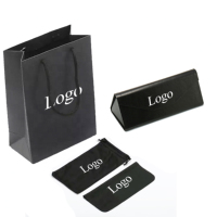 Étui à lunettes de soleil pliable noir avec logo personnalisé, boîte de rangement pour lunettes, sacs et étuis de luxe pour lunettes de soleil, ensemble d'emballage de luxe pour lunettes