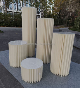 Support à gâteau blanc en papier pliable pour mariage, ornements colonnes romaines, avec couvercles en acrylique pour table <span class=keywords><strong>de</strong></span> desserts - Product Image 2