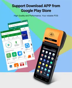 Máquina de cartão pos portátil com impressão digital NFC, Skimmer de cartão pos e cartão de crédito Android 13 de 5,5 polegadas, 3GB, 16GB, França Alemanha