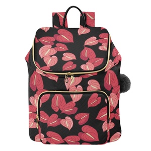 New Collection Aloha <b>Backpack</b> Sports Gym Travel Bag Red Anthurium Design Custom Print Women's <b>Backpacks</b> with Luggage Belt - Product Image 1
