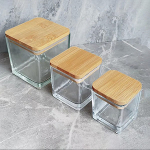 Rõ ràng Cube Nến Lọ trang trí nội thất sang trọng nến tàu rỗng rõ ràng vuông <span class=keywords><strong>Glass</strong></span> Candle chủ <span class=keywords><strong>Jar</strong></span> với nắp đậy - Product Image 4