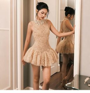 Vestido Mini de Encaje, Vestido con Lazo en la Espalda, Vestido con Volantes, Vestido de Noche de Lujo, Vestido Formal de Alta Gama - Product Image 1