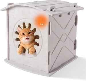 Casa para Gatos de Fieltro, <span class=keywords><strong>Cueva</strong></span> Calefactada, Cubierta, Portátil, Resistente a Arañazos, Aislamiento Térmico, Diseño Moderno y Elegante para Animales Pequeños - Product Image 1