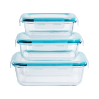 Conteneurs de stockage en verre empilables en gros, étanches, en borosilicate, boîte à lunch, compatibles micro-ondes et lave-vaisselle, idéal pour le garde-manger.