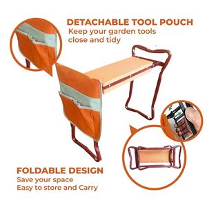 <span class=keywords><strong>Banc</strong></span> <span class=keywords><strong>de</strong></span> <span class=keywords><strong>jardin</strong></span> extérieur léger et portable avec pochette pour sac à outils et siège d'agenouillement en métal pliable en mousse EVA - Product Image 4