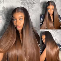 Vente chaude Remy Cheveux Perruques 100% Cheveux Humains Vietnamiens Vierge Ombre Brun Os Droit 18 Pouces Brut Vendeur De Cheveux Vietnamiens