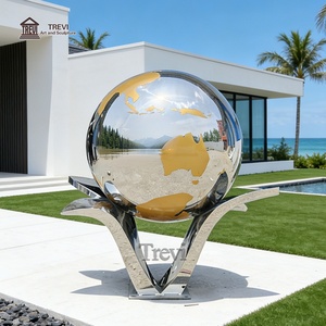Sculpture en métal globe terrestre abstrait TREVI en acier inoxydable pour la <span class=keywords><strong>maison</strong></span>, le jardin extérieur - En solde - Product Image 1