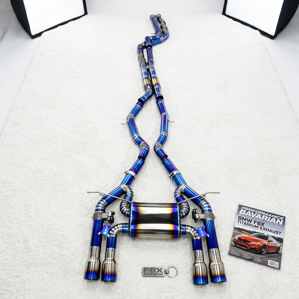 VantaFlow Racing Titanium Valvetronic Catback Exhaust for BMW M3 M4 F80 F82 F83 3.0T 2014-2019 Burnt Blue Muffler Plated Blue Tips