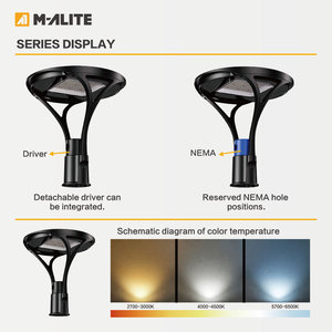 Lampe <span class=keywords><strong>de</strong></span> jardin LED à haute efficacité avec design <span class=keywords><strong>de</strong></span> pilote détachable et optiques interchangeables <span class=keywords><strong>de</strong></span> type I, II, III pour chemins résidentiels - Product Image 3