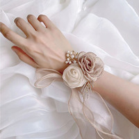 Corsages de poignet pour demoiselles d'honneur en gros, fleurs, bouquets de main pour groupe de sœurs, style coréen haut de gamme et élégant pour mariage