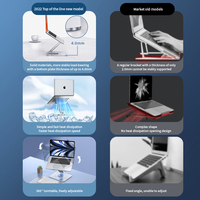 Support pour ordinateur portable en alliage d'aluminium, support rotatif réglable en hauteur, support de bureau pliable, support métallique pour tablette, ordinateur portable et téléphone