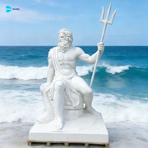 Gran Estatua Moderna de Mármol Blanco del Santo Patrón Griego Poseidón, el Rey del Mar, Tallada a Mano en Estilo Occidental - Product Image 6