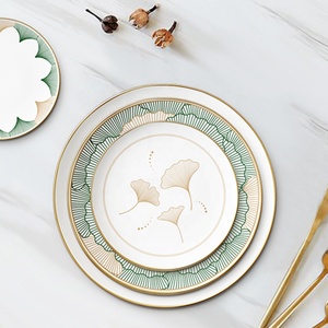 <b>Leaf</b> Plates Party Ceramics Luxury Plates Restaurant Ceramic <b>Light</b> Gold Content Plates Dinnerware Sets - Product Image 5