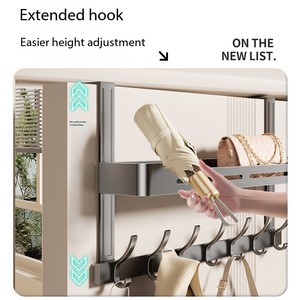Giá lưu trữ treo tường cho cửa ra vào; thích hợp cho cửa phòng khách, phòng ngủ, nhà vệ sinh và phòng tắm; kệ lưu trữ hai lớp - Product Image 3